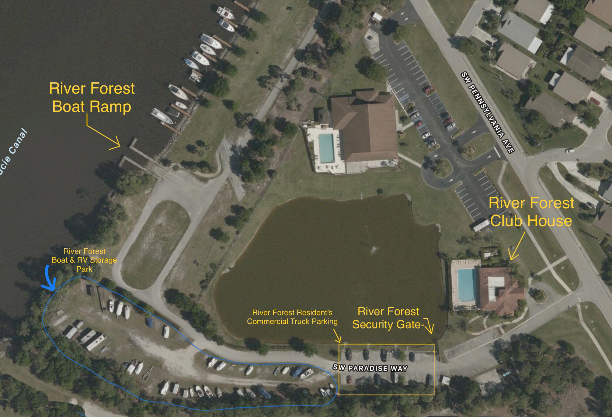 2464 Southwest Omega Way Stuart, FL 34997 - Photo 47 of 70 Aerial view of River Forest Amenities