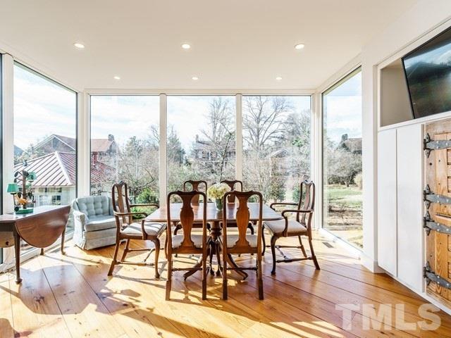 2025 Fairview Road Raleigh, NC 27608 - Photo 13 of 30 a dining room with wooden floor glass table and chairs