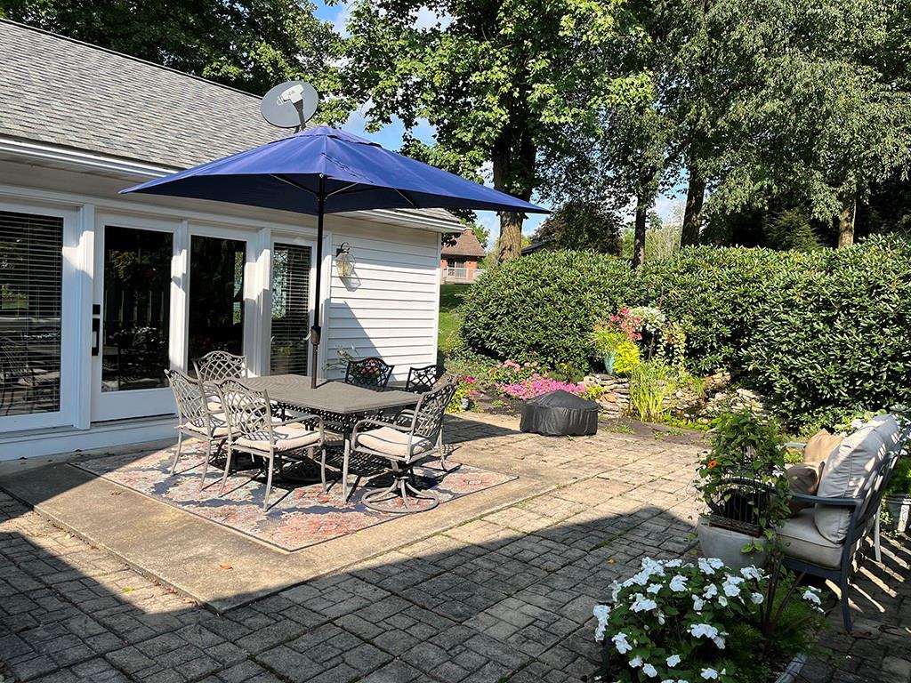 80 Aaron Lane Indiana, PA 15701 - Photo 22 of 25 a view of a patio with table and chairs under an umbrella