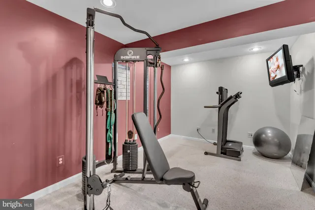 a view of a room with gym equipment