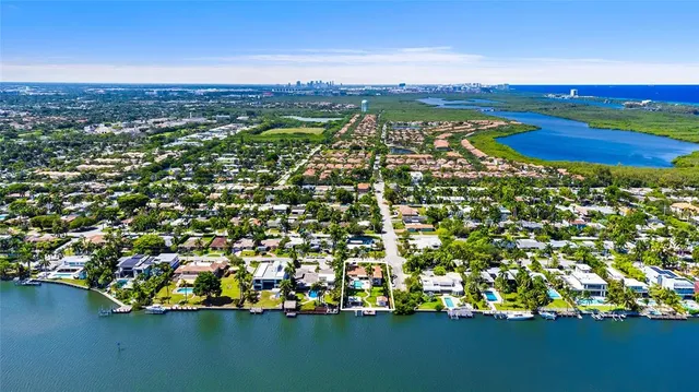 a view of a city with ocean view