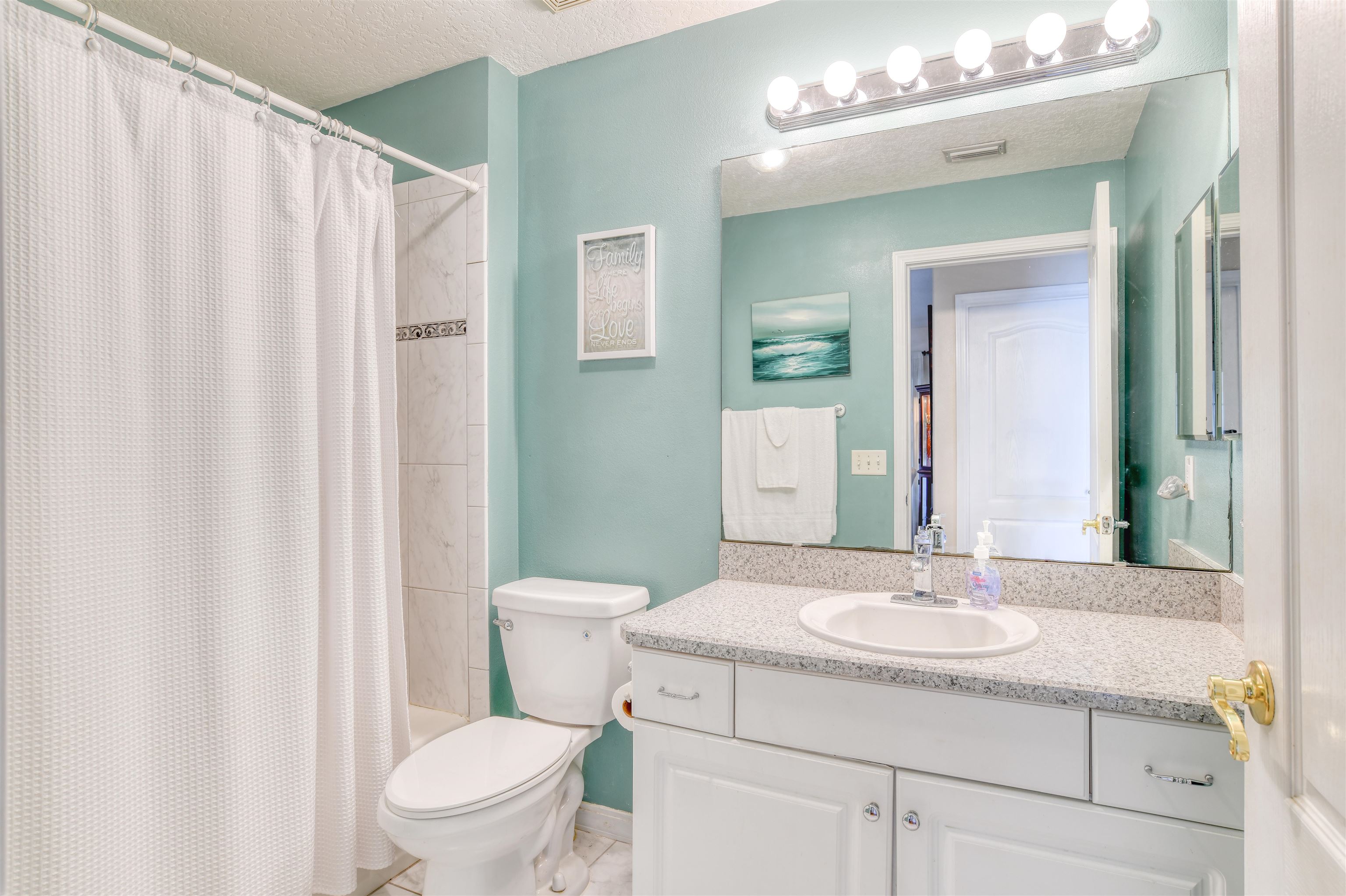 298 Ventura Road St. Augustine, FL 32080 - Photo 36 of 55 a bathroom with a sink a toilet and shower curtain