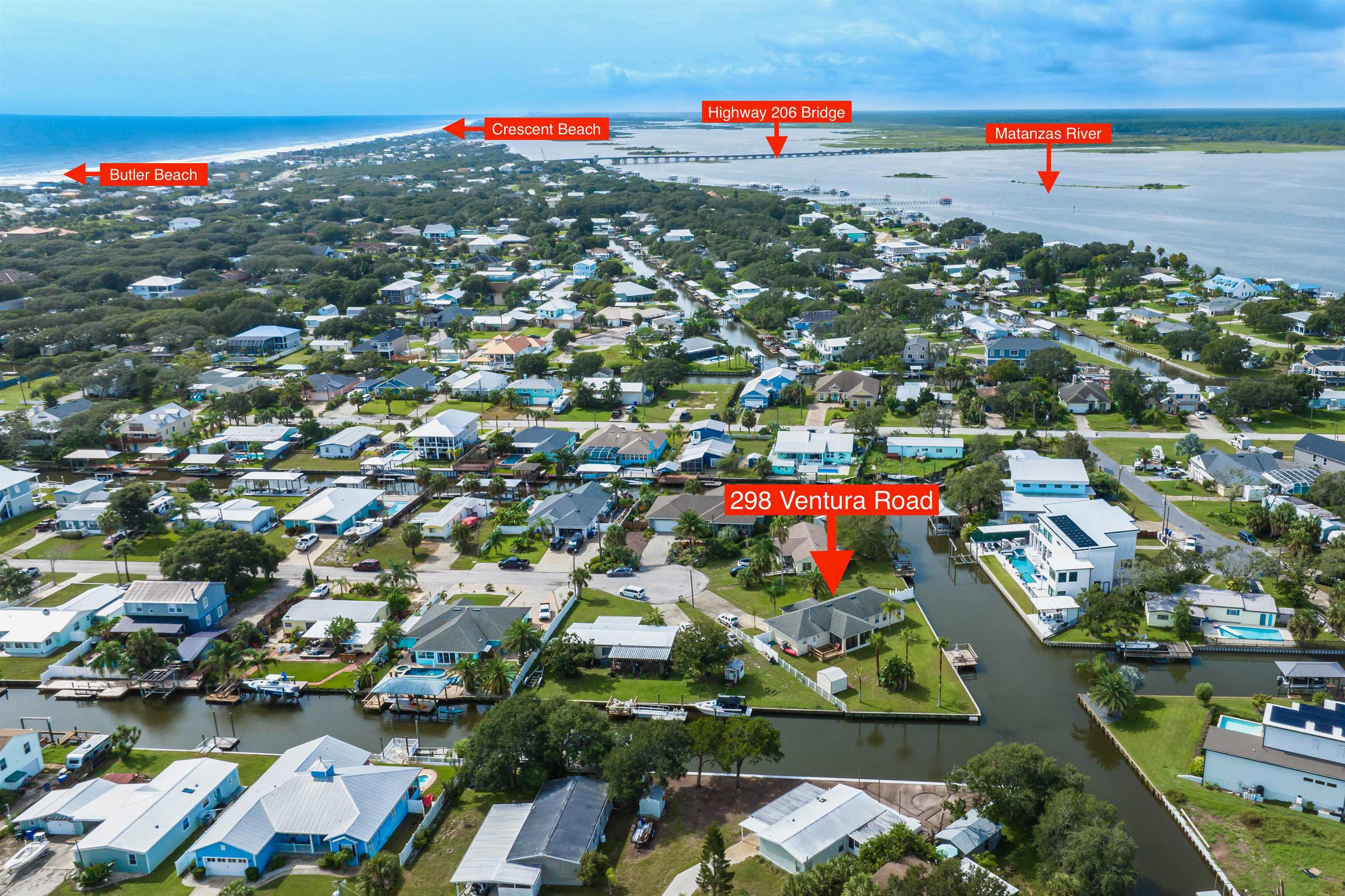 298 Ventura Road St. Augustine, FL 32080 - Photo 52 of 55 an aerial view of city and swimming pool