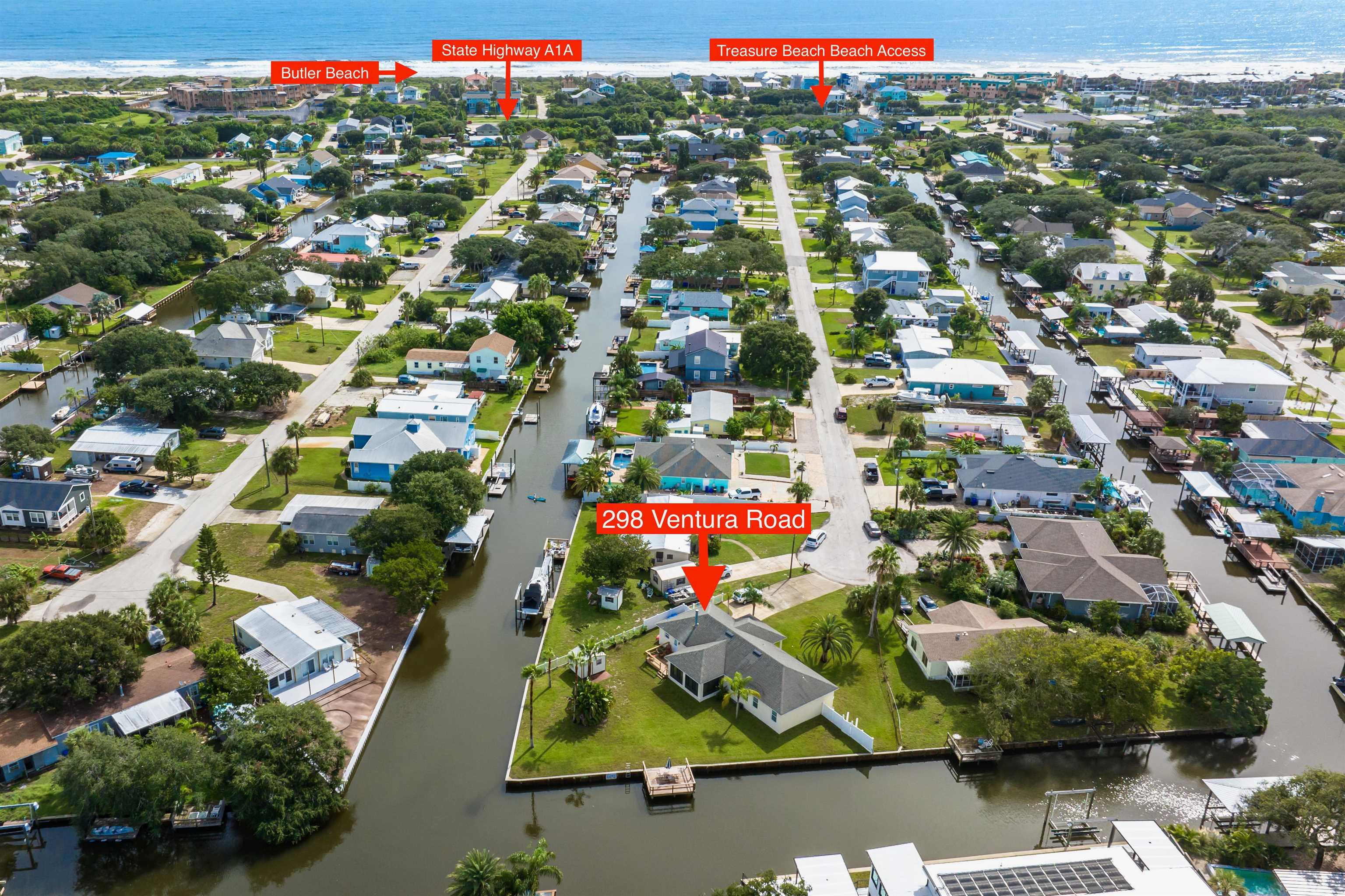 298 Ventura Road St. Augustine, FL 32080 - Photo 53 of 55 an aerial view of residential houses with outdoor space and street view