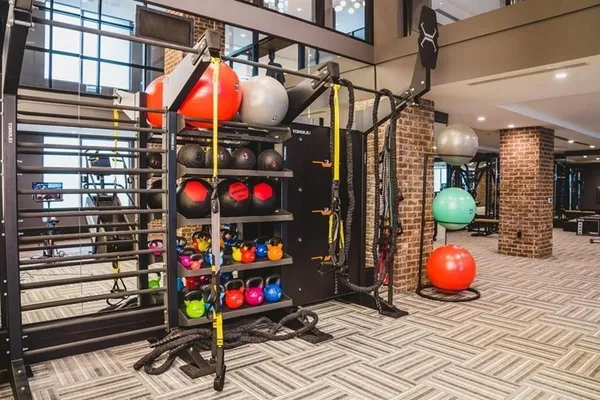 a view of a room with gym equipment