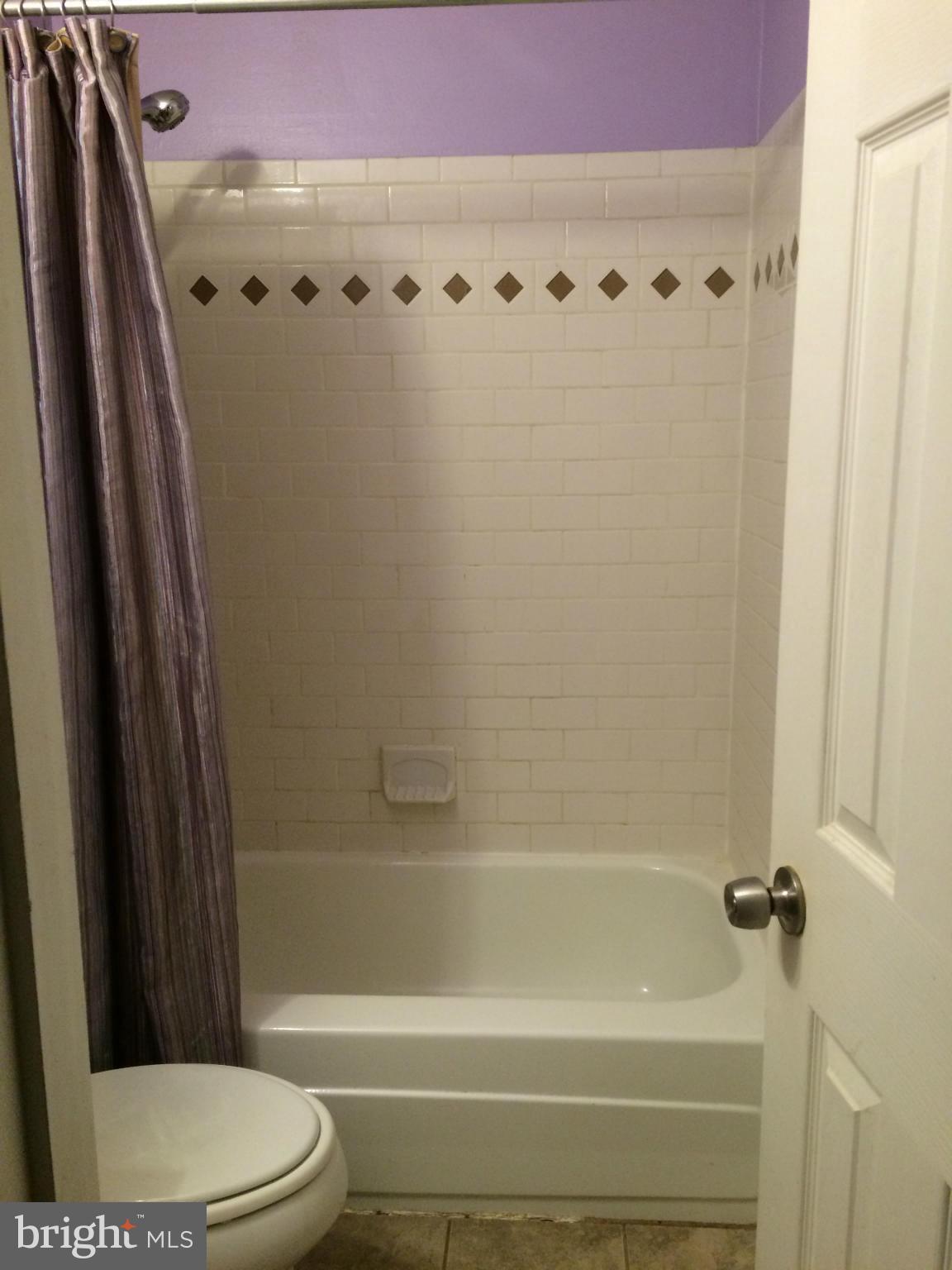 913 Elm Road Baltimore, MD 21227 - Photo 20 of 28 a bathroom with a shower curtain and a toilet