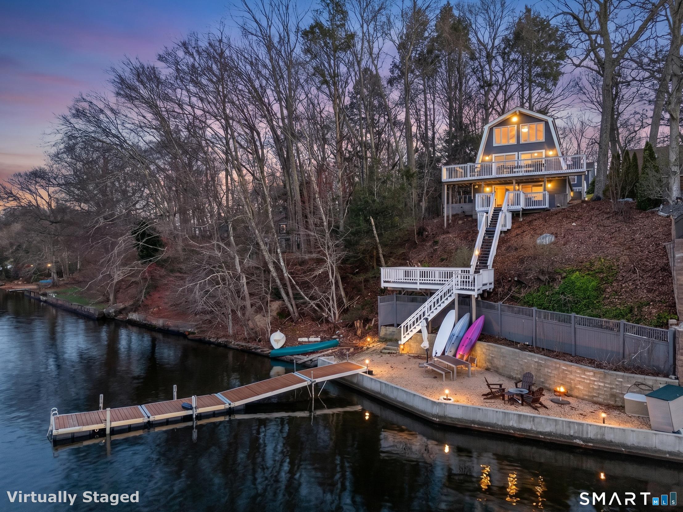 148 Old Colchester Road Salem, CT 06420 - Photo 3 of 40 Private beach, teakwood dock and 2 levels of balconies that overlook your own 24-hour nature channel!