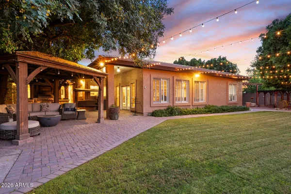 a view of a house with a large window