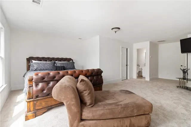 an aerial view of a house with a garden