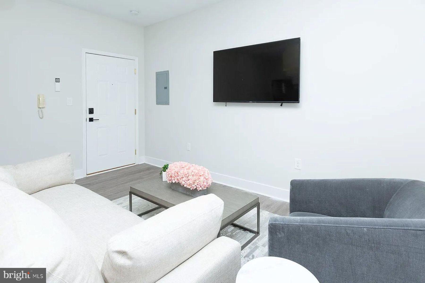 1122 North Calvert Street, Unit 1 Baltimore, MD 21202 - Photo 4 of 8 a living room with furniture and a flat screen tv