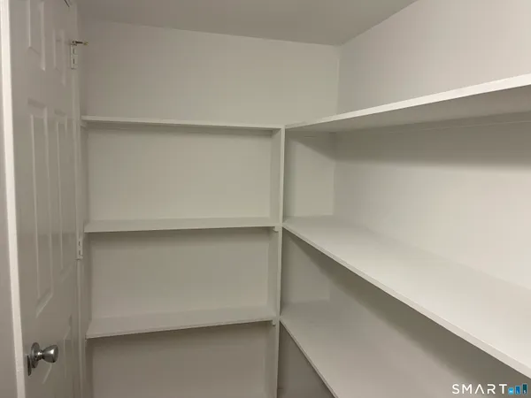 a view of an empty walk in closet