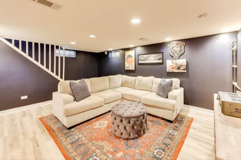 a living room with furniture and a couch