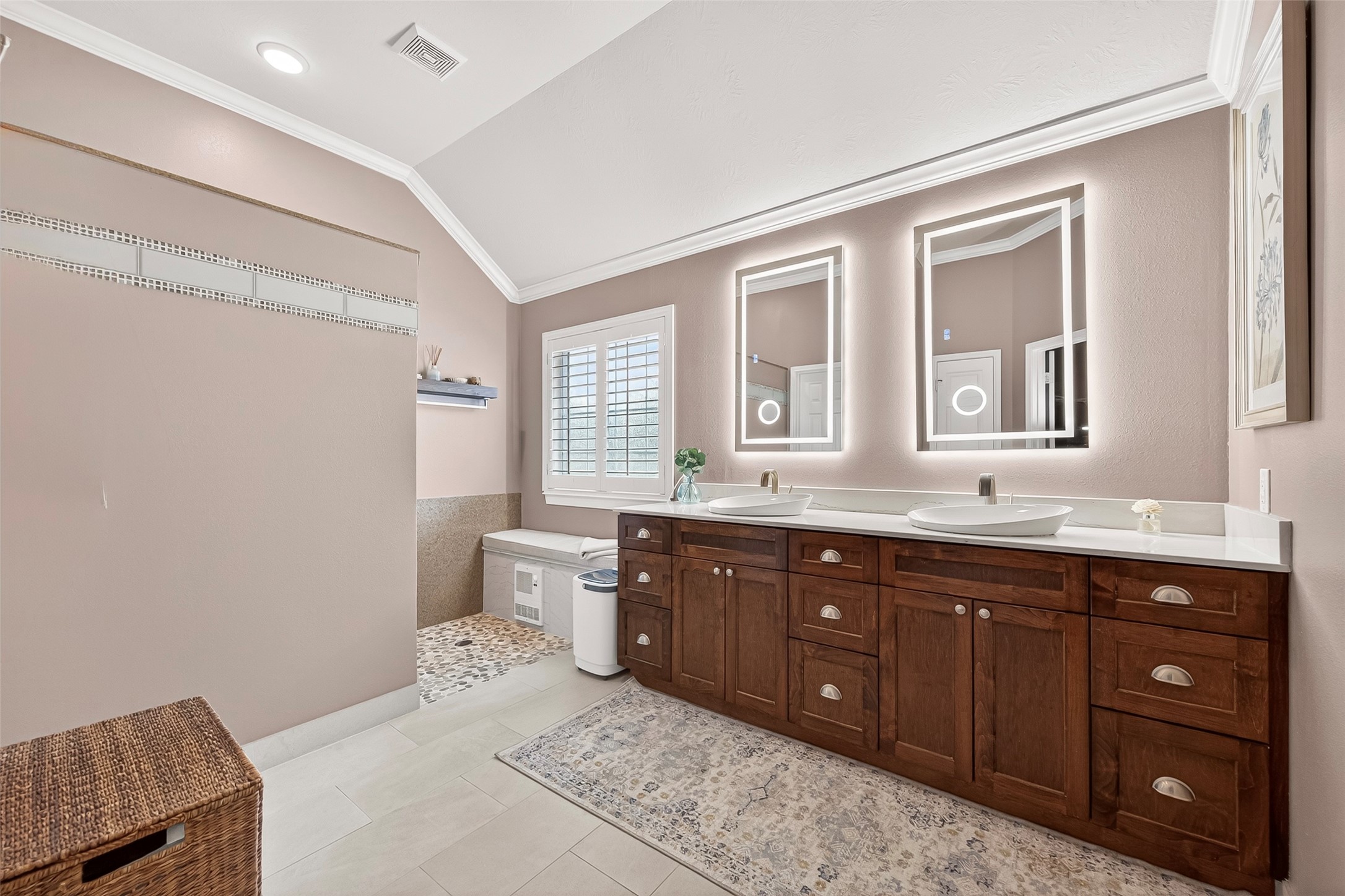 3326 River Bend Drive Rosenberg, TX 77471 - Photo 17 of 29 Primary Bathroom-lighted mirrors - dual sinks and large walk-in shower