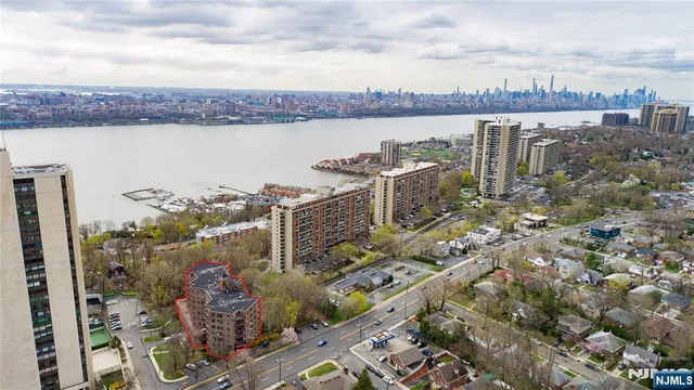 a view of a city and lake