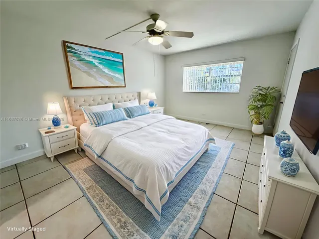 a bedroom with bed and a flat screen tv