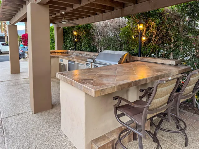 a view of an outdoor space with seating