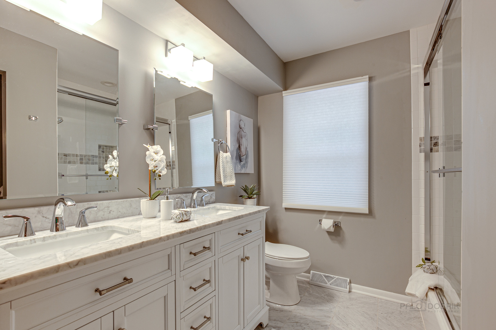 235 Waverly Road Barrington, IL 60010 - Photo 15 of 26 a bathroom with a granite countertop sink mirror and a toilet