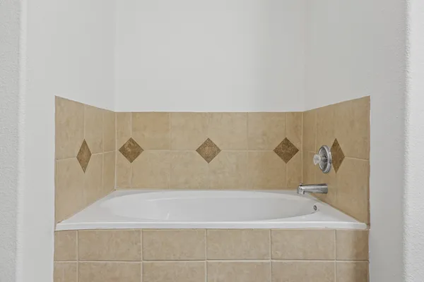 a bathroom with a bathtub