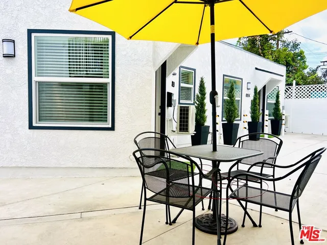 a view of an outdoor seating area