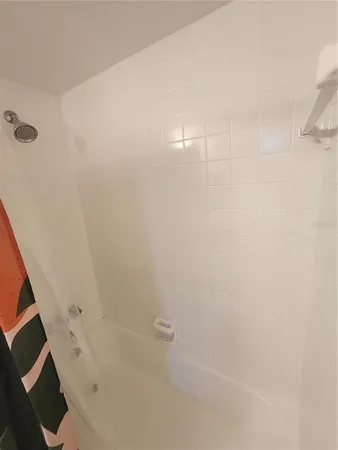 a bathroom with a bathtub