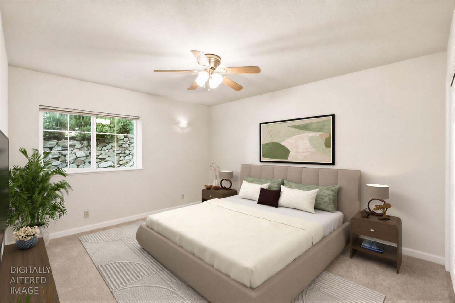 12531 Lowhills Road Nevada City, CA 95959 - Photo 47 of 92 a bedroom with a large bed and a potted plant