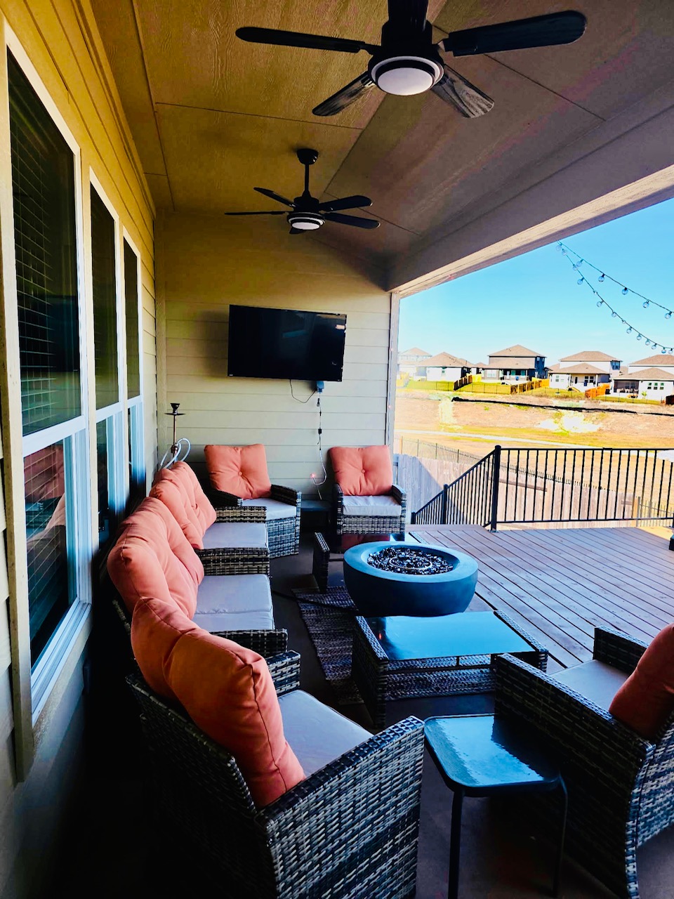 602 Sue Peaks Loop Dripping Springs, TX 78620 - Photo 37 of 39 a outdoor living space with furniture and a flat screen tv