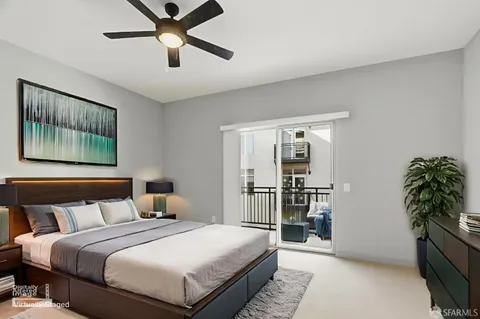 a bedroom with bed and window