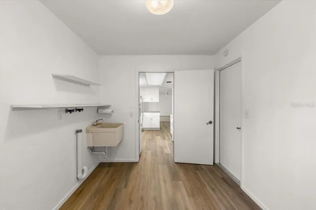 a view of a room with window and an outdoor view