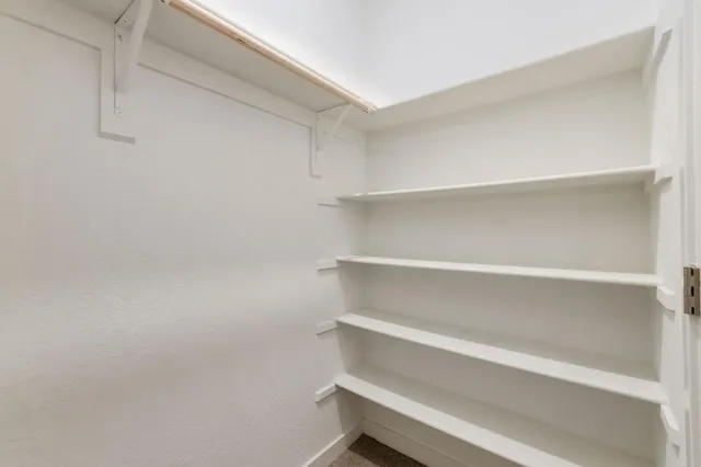 a view of an empty walk in closet