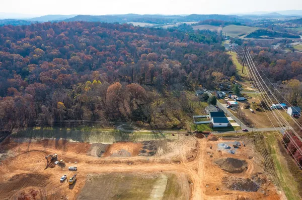 a view of a lake in middle of the town