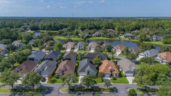 an aerial view of a house