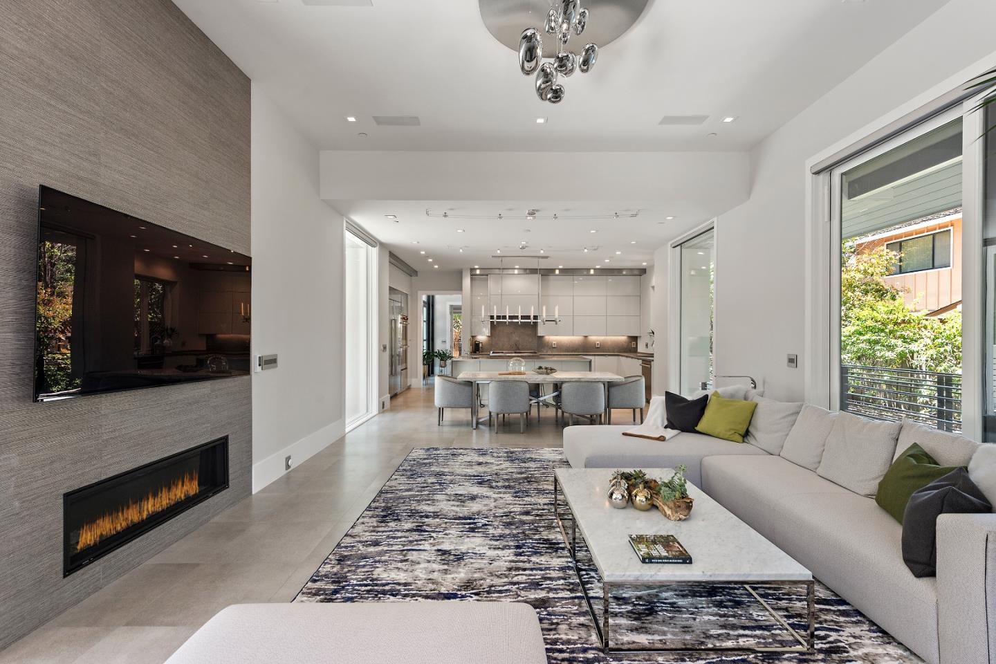 88 Park Drive Atherton, CA 94027 - Photo 11 of 40 a living room with furniture and a fireplace