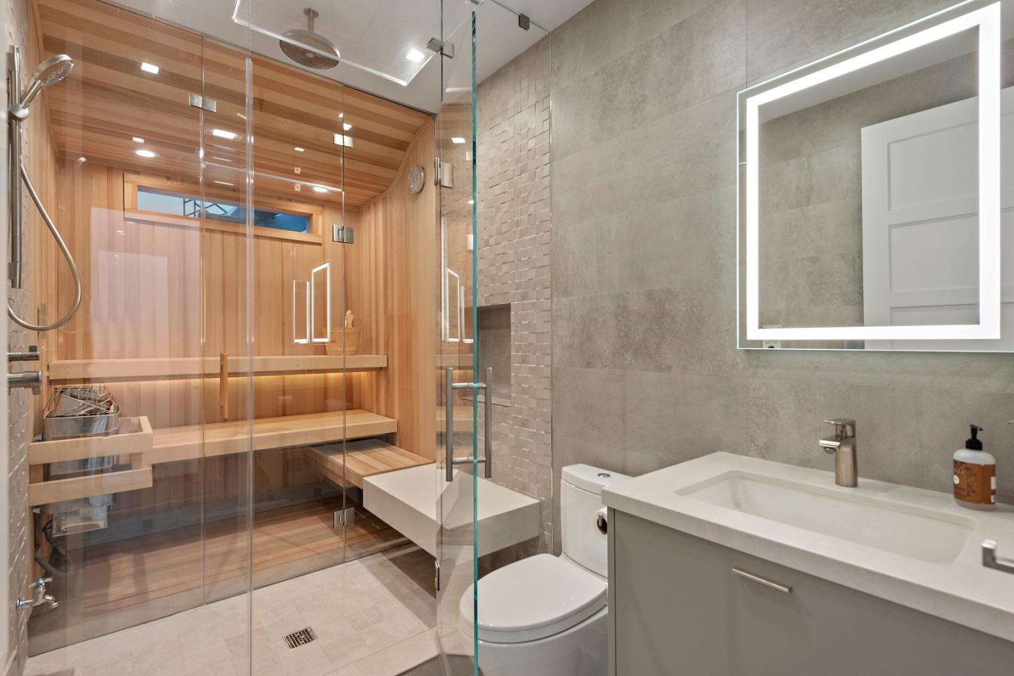 88 Park Drive Atherton, CA 94027 - Photo 25 of 40 a bathroom with a sink a toilet and shower