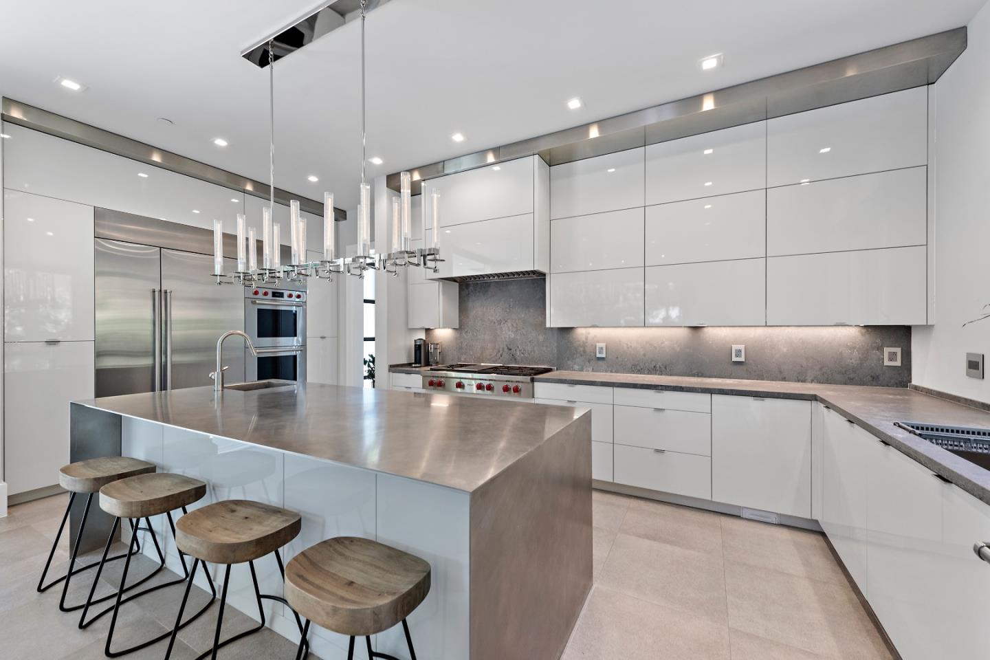 88 Park Drive Atherton, CA 94027 - Photo 7 of 40 a kitchen with stainless steel appliances granite countertop a sink a stove and a refrigerator