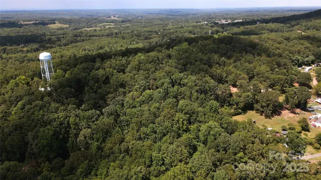 an aerial view of a houses with a lush green hillside