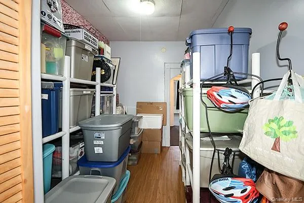 a view of a hallway with windows