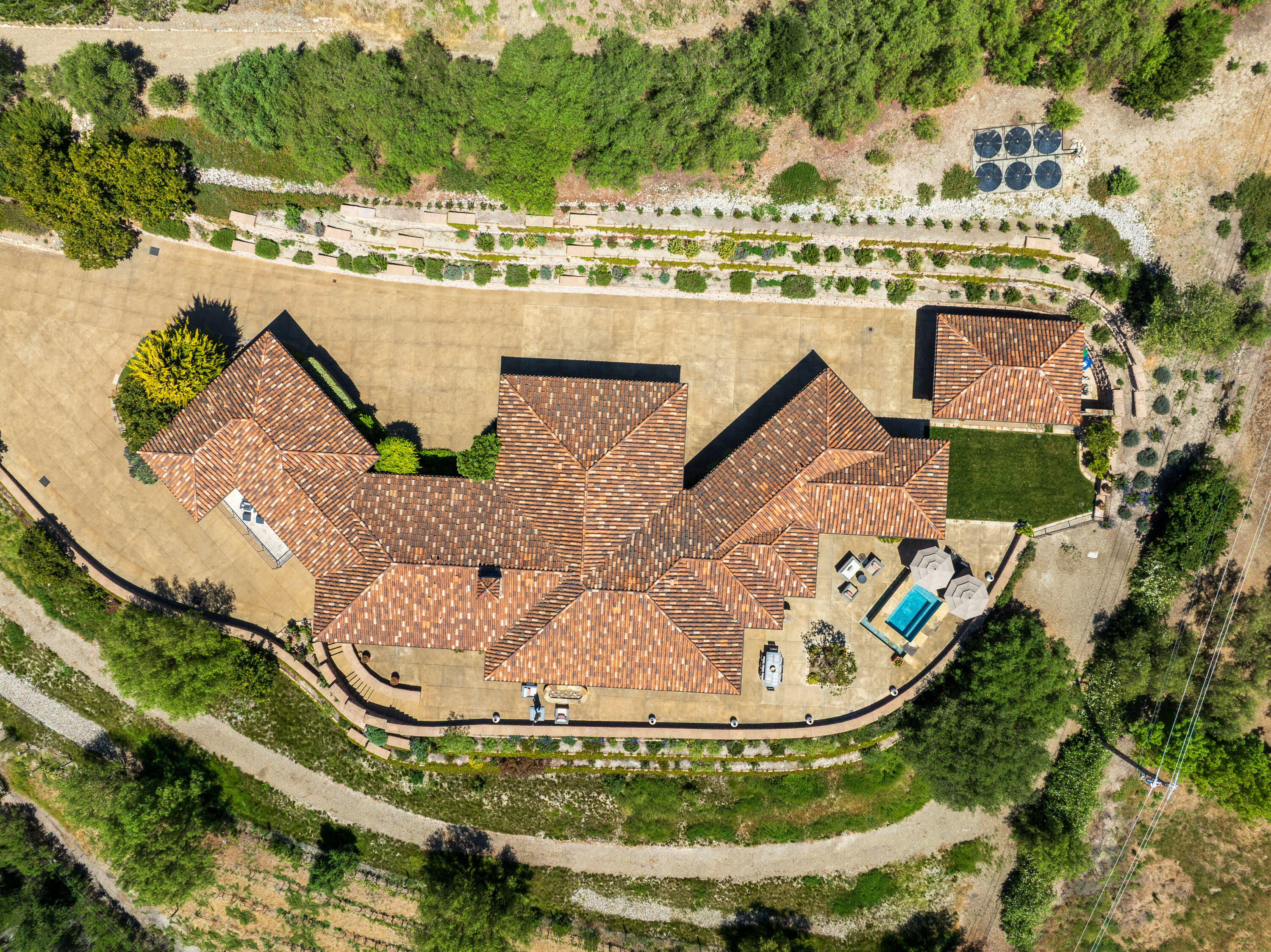1418 Ribe Road Solvang, CA 93463 - Photo 42 of 46 an aerial view of a house with outdoor space swimming pool and outdoor seating