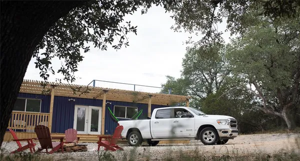 a car parked in front of a house