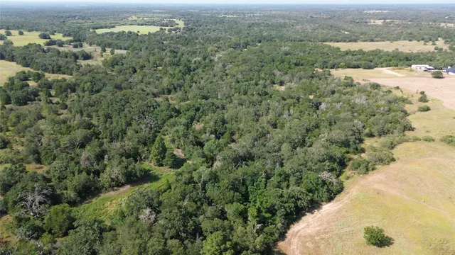 an aerial view of a houses with a yard