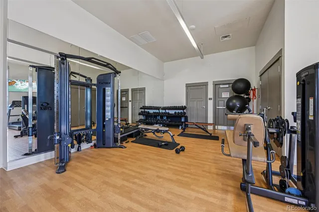 a view of a room with gym equipment