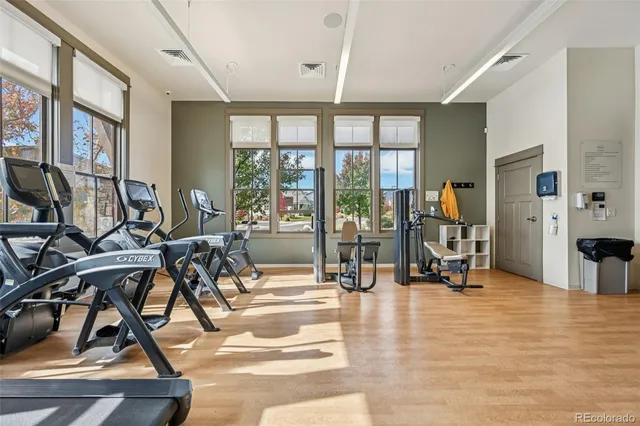 a view of a room with gym equipment