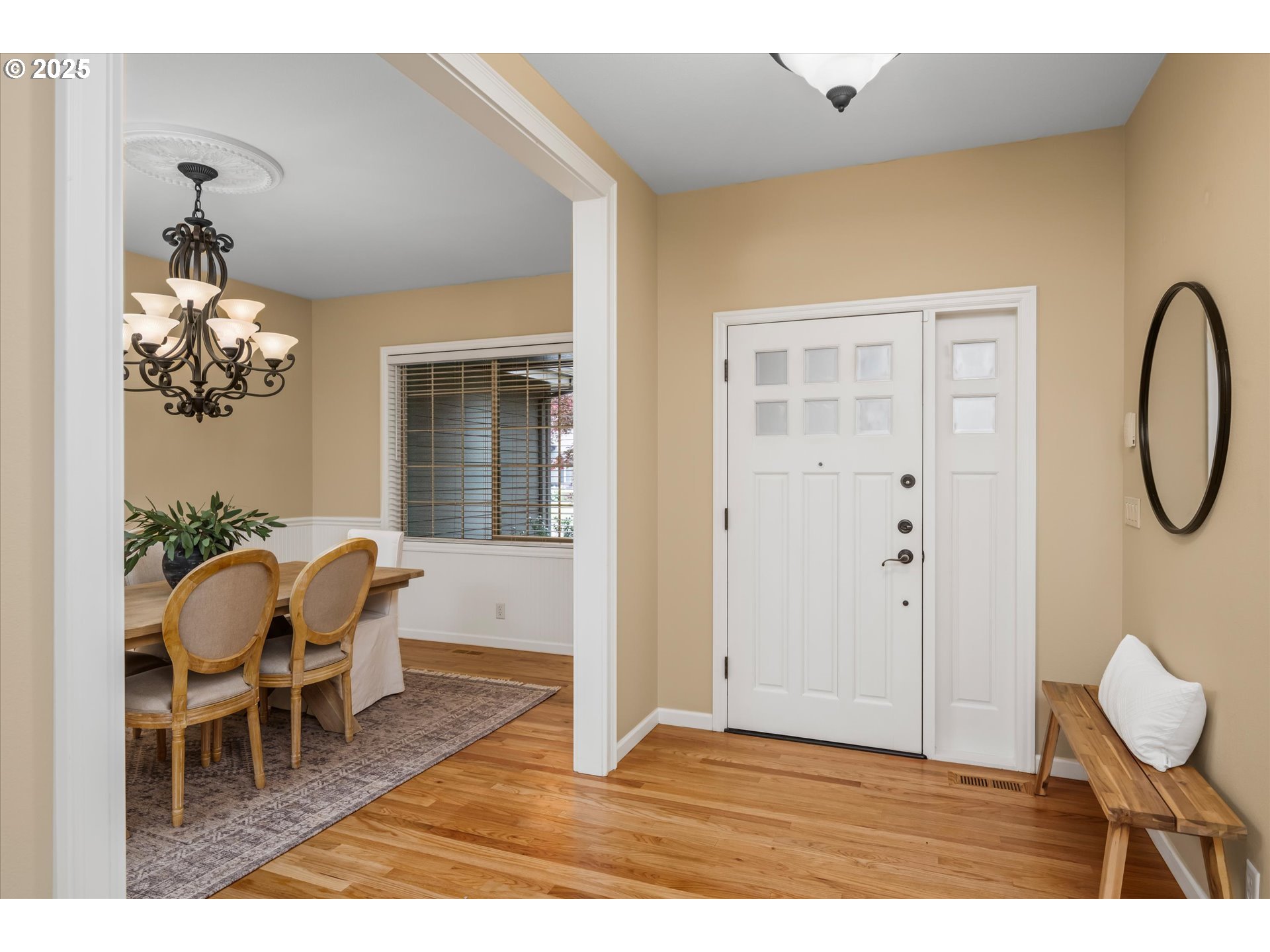 2053 Lakeview Drive Eugene, OR 97408 - Photo 5 of 45 a view of a dining room with furniture wooden floor and a chandelier