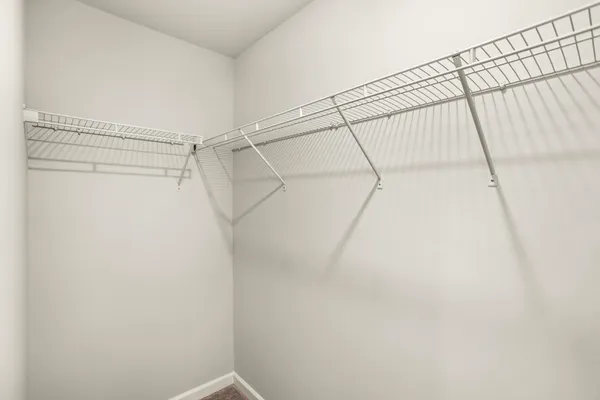 a view of a room with racks on the wall
