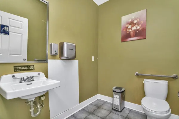 a storage room with cabinets