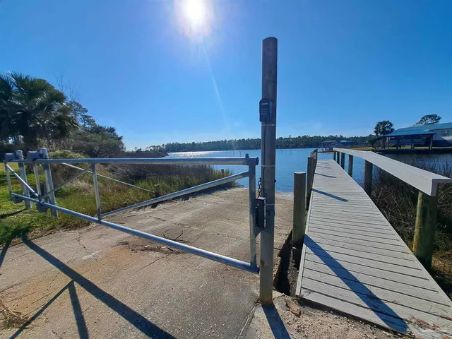 a view of a lake with a outdoor space