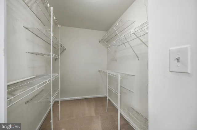 a view of an empty walk in closet