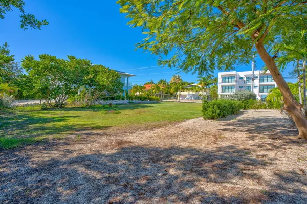 a view of a house with a big yard and potted plants