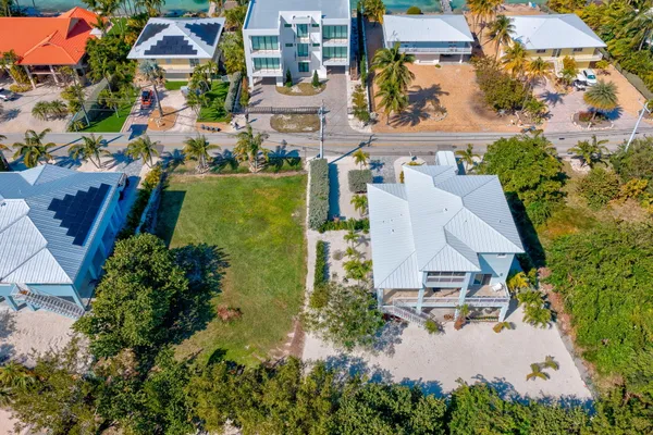 an aerial view of a house with a garden view