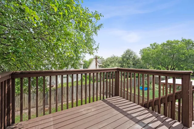 a view of a wooden deck