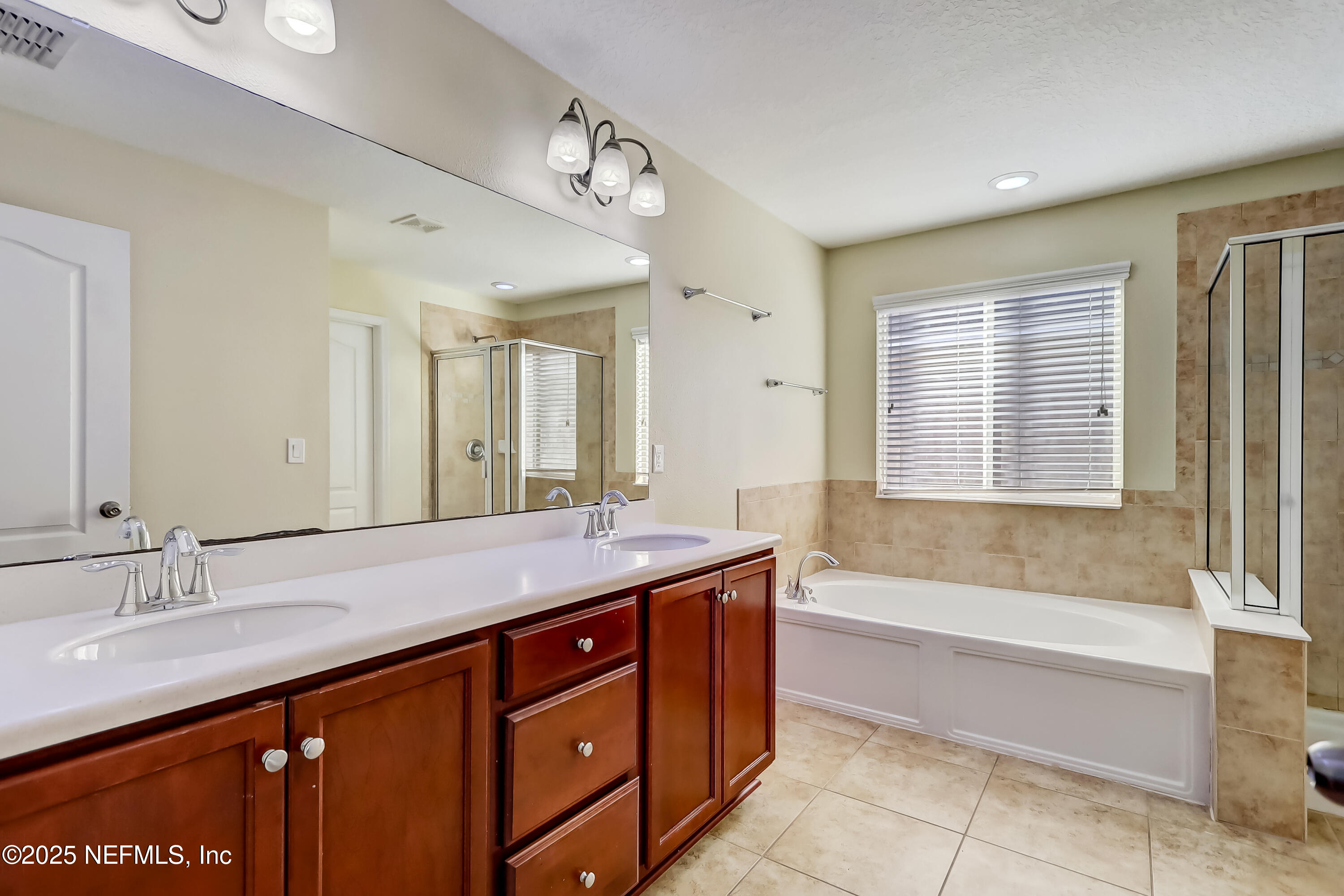 3838 Chasing Falls Road Orange Park, FL 32065 - Photo 22 of 36 a spacious bathroom with a granite countertop sink mirror and a bath tub